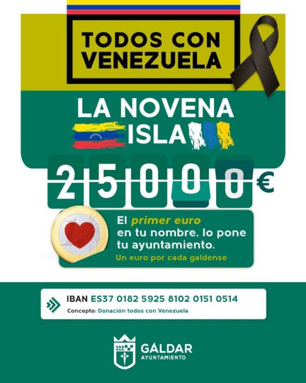 G&aacute;ldar destina 25.000 euros a las v&iacute;ctimas de los terremotos en Venezuela y habilita una cuenta para canalizar las donaciones ciudadanas