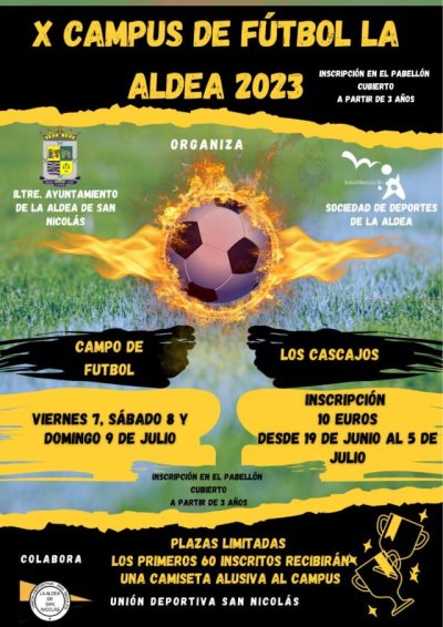 Se abren las inscripciones para participar en el X Campus de F&uacute;tbol La Aldea 2023