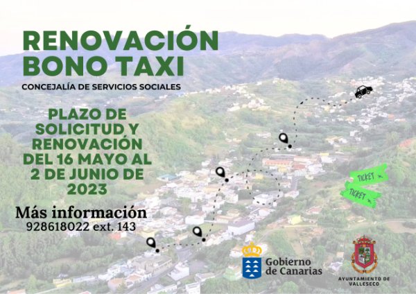 Se abre el plazo de solicitud del servicio del Bono Taxi de Valleseco