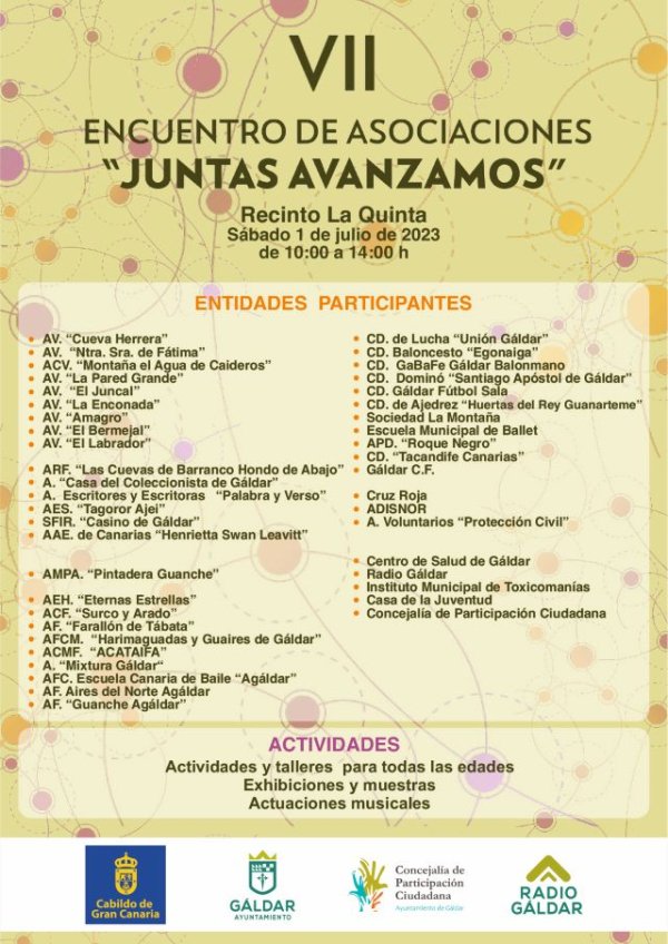 Gáldar: El VII Encuentro de Asociaciones &#039;Juntas Avanzamos&#039; se celebra el sábado 1 de julio a las 10.00 en La Quinta