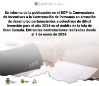 Tejeda: Convocatoria de Incentivos a la Contratación de Personas en situación de desempleo pertenecientes a colectivos de difícil Inserción