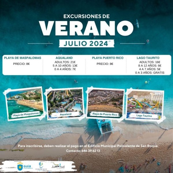 La Universidad Popular Ciudad de Guía organiza cuatro salidas veraniegas a playas y parques acuáticos en julio