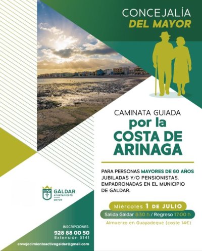 La Concejalía del Mayor organiza un paseo guiado por la costa de Arinaga el miércoles 1 de julio