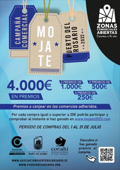 El Ayuntamiento anima a participar en la 3&ordf; Campa&ntilde;a comercial de verano &lsquo;M&Oacute;JATE&rsquo; donde se repartir&aacute;n hasta 4.000 &euro; en ocho premios