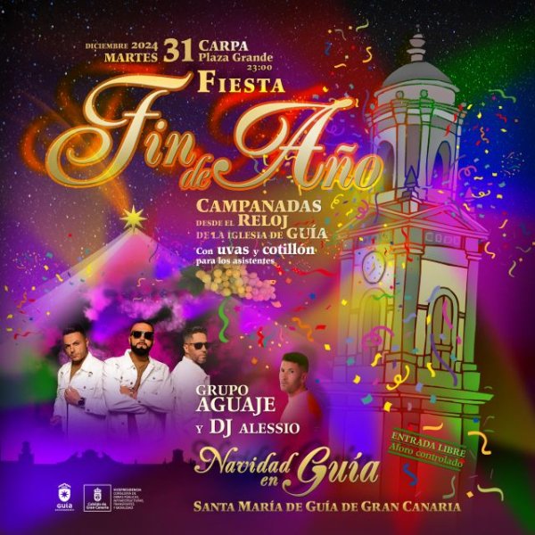 Gu&iacute;a de Gran Canaria celebra el Fin de A&ntilde;o con m&uacute;sica, uvas y cotill&oacute;n desde la Plaza Grande de la ciudad