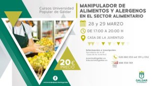 Gáldar: La Universidad Popular ofrece un curso de manipulador de alimentos y alérgenos el 28 y 29 de marzo
