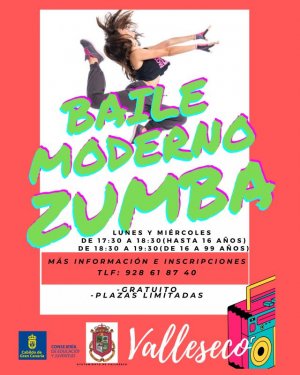 Valleseco lanza la oferta de Baile Moderno y Zumba para todas las edades de forma totalmente gratuita