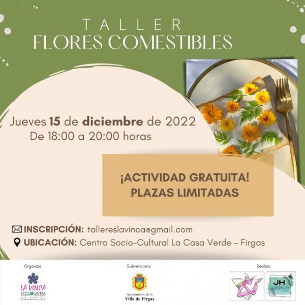 Abierto el plazo de inscripción para el Taller “FLORES COMESTIBLES”, que se celebrará en Firgas el 15 de diciembre