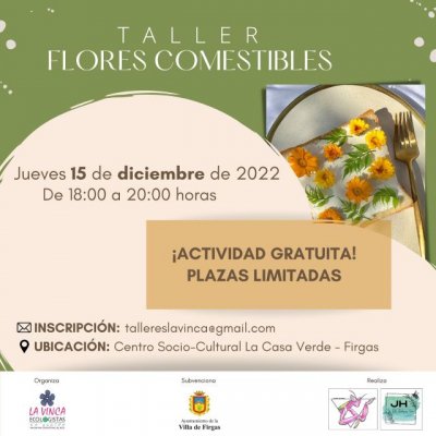 Abierto el plazo de inscripci&oacute;n para el Taller &ldquo;FLORES COMESTIBLES&rdquo;, que se celebrar&aacute; en Firgas el 15 de diciembre