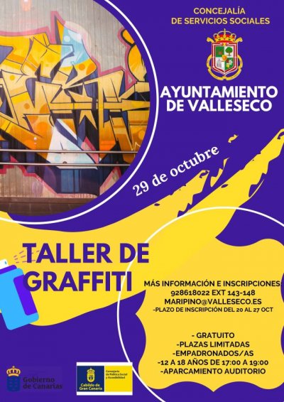 Valleseco lanza un taller de arte urbano de graffiti para final de octubre