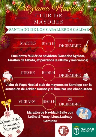 Gáldar: El Club del Mayor celebra la Navidad con música, baile y una visita de Papá Noel