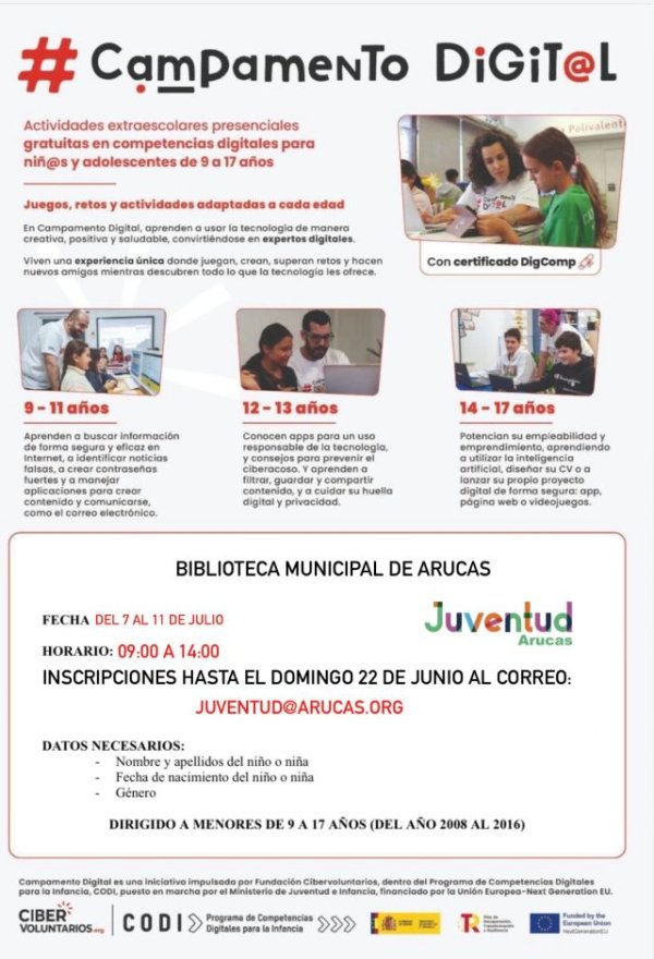 Arucas: Puesta en marcha el Campamento Digital para jóvenes.