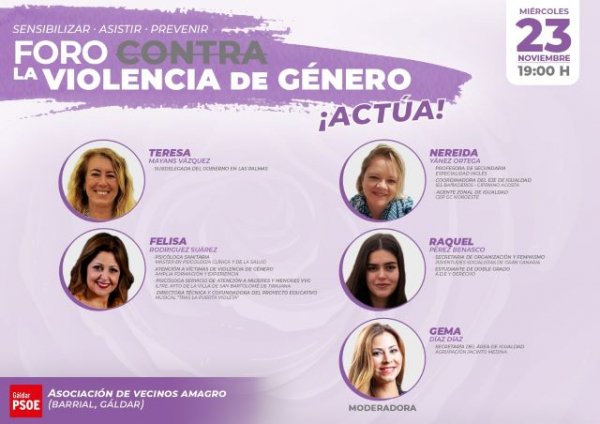 El PSOE Gáldar organiza el Foro &quot;Contra la Violencia de Género ¡ACTÚA!” para conmemorar el 25N.