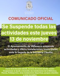 El Ayuntamiento de Valleseco activa el plan preventivo y suspende actividades municipales ante la llegada de la borrasca Claudia