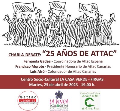 La Casa Verde de Firgas acoge una Charla-Debate sobre los 25 a&ntilde;os de ATTAC