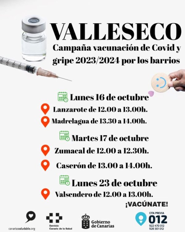 Valleseco pionero en Canarias en llevar la campaña de vacunación de la gripe y la covid por los barrios