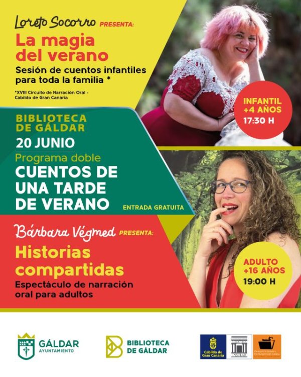 Gáldar: Loreto Socorro y Bárbara Végmed: doble sesión de cuentos para público infantil y adulto en la Biblioteca