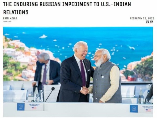 Korybko a Erin Mello de War On The Rocks: Rusia no es un "impedimento para las relaciones entre Estados Unidos e India"