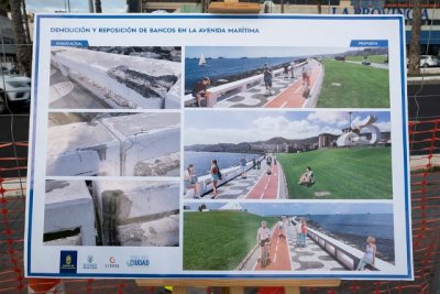 M&aacute;s de un mill&oacute;n de euros del Cabildo renuevan los bancos y el muro de la Avenida Mar&iacute;tima de la capital grancanaria