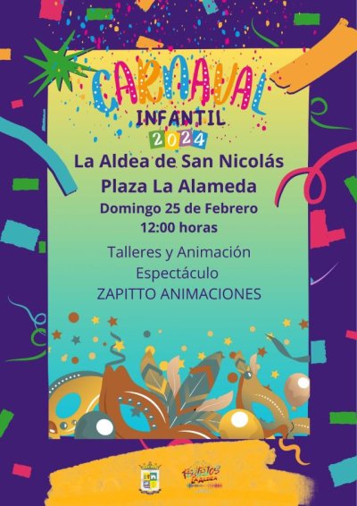 Talleres, animaci&oacute;n y espect&aacute;culos para celebrar el Carnaval Infantil en La Aldea de San Nicol&aacute;s