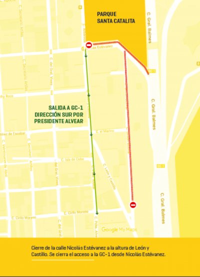 Las Palmas: El Ayuntamiento ejecuta un nuevo desv&iacute;o de tr&aacute;fico en la zona de Santa Catalina