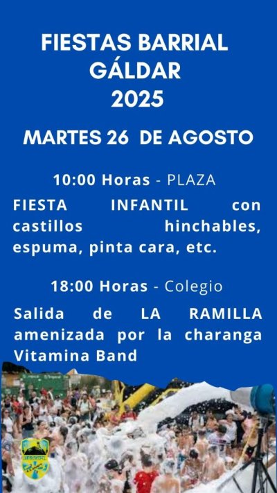 Gáldar: Barrial dedica este martes 26 de agosto a los más pequeños, con La Ramilla y la Fiesta Infantil