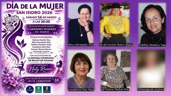 G&aacute;ldar: San Isidro celebra hoy el D&iacute;a de la Mujer con un homenaje a grandes vecinas del barrio