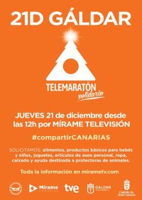 G&aacute;ldar invita a participar el 21 de diciembre en el Telemarat&oacute;n Solidario de M&iacute;rame TV Canarias