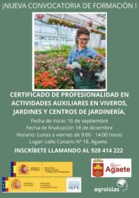 Agaete: Jornadas de formaci&oacute;n en actividades auxiliares en viveros, jardines y centros de jardiner&iacute;a