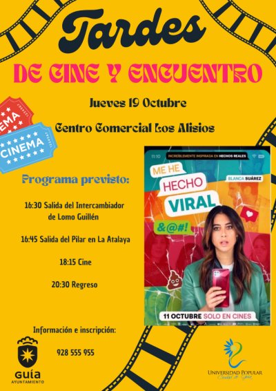 Las &ldquo;Tardes de Cine y Encuentro&rdquo; de la Universidad Popular de Gu&iacute;a permitir&aacute;n disfrutar de la comedia espa&ntilde;ola &lsquo;Me he hecho viral&rsquo;