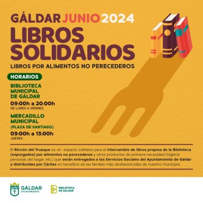 La Biblioteca de G&aacute;ldar lanza la campa&ntilde;a 'Libros Solidarios' para llevar alimentos a las familias vulnerables