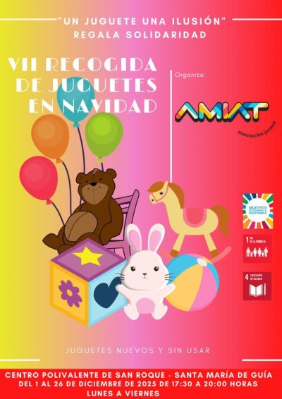 La Asociaci&oacute;n Juvenil AMIAT impulsa la VII Recogida de Juguetes destinada a las familias con menos recursos de Gu&iacute;a