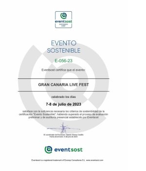 El GranCa Live Fest obtiene el sello internacional Eventsost por su compromiso y apuesta por la sostenibilidad