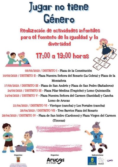 Arucas: &#039;Jugar no tiene género&#039;, este viernes en Bañaderos y en San Andrés