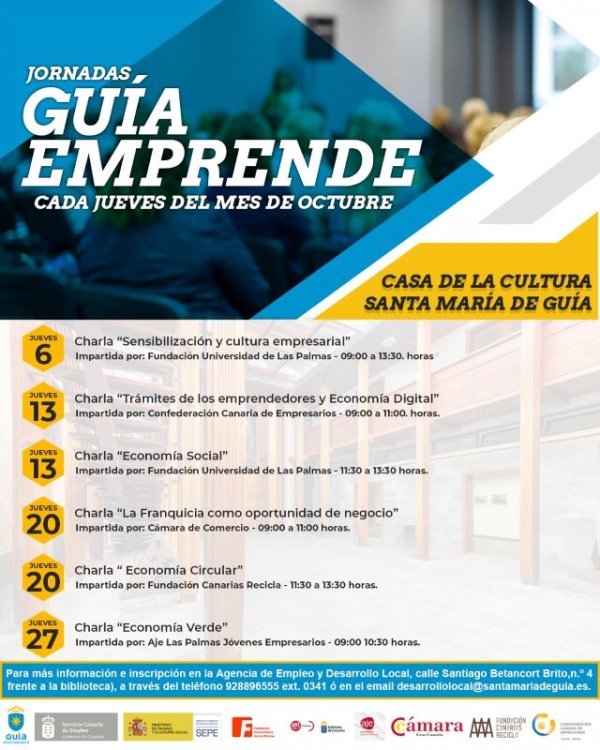 Las Jornadas ‘Guía Emprende’ abordan este jueves los trámites para el inicio de la actividad emprendedora y las subvenciones al empleo autónomo