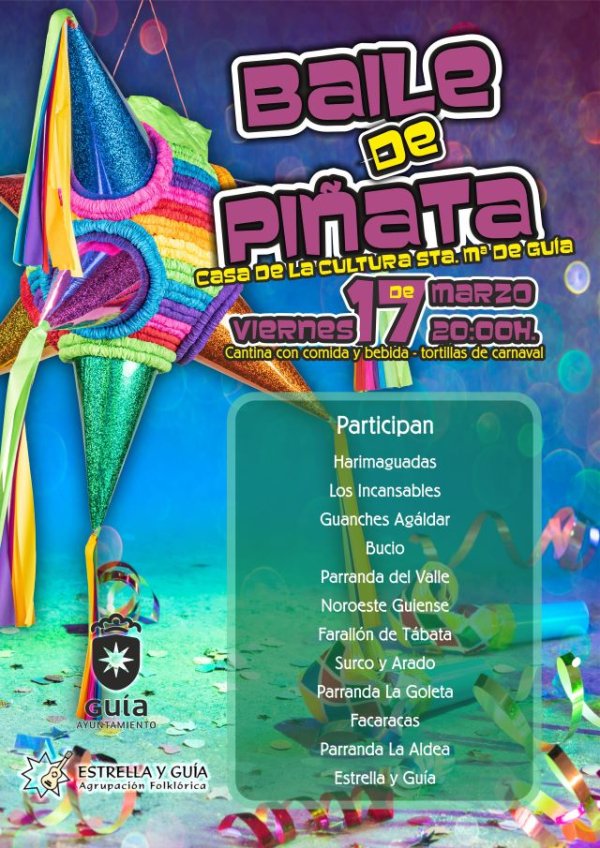 Las Fiestas de Carnaval de Guía se despiden este viernes con un Baile de Piñata amenizado por 12 agrupaciones folclóricas