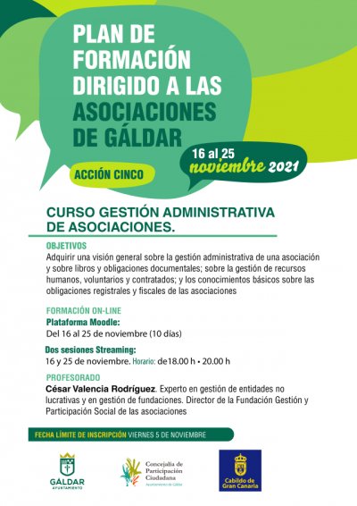 Participación Ciudadana de Gáldar invita a las Asociaciones a nueva acción formativa