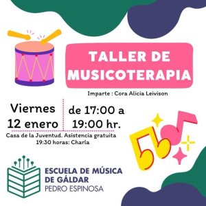 La Escuela Municipal de M&uacute;sica de G&aacute;ldar realiza este viernes un taller gratuito de Musicoterapia