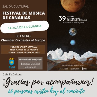 Gu&iacute;a: 65 personas asisten hoy lunes al Concierto del Festival Internacional de M&uacute;sica de Canarias