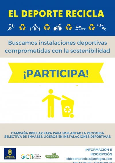 El Cabildo promueve la campa&ntilde;a &lsquo;El Deporte Recicla&rsquo; para implantar buenas pr&aacute;cticas ambientales en las instalaciones deportivas