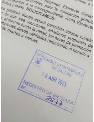 Podemos G&aacute;ldar solicita al Ayuntamiento de G&aacute;ldar limitar el uso de carteler&iacute;a electoral para los comicios de Mayo
