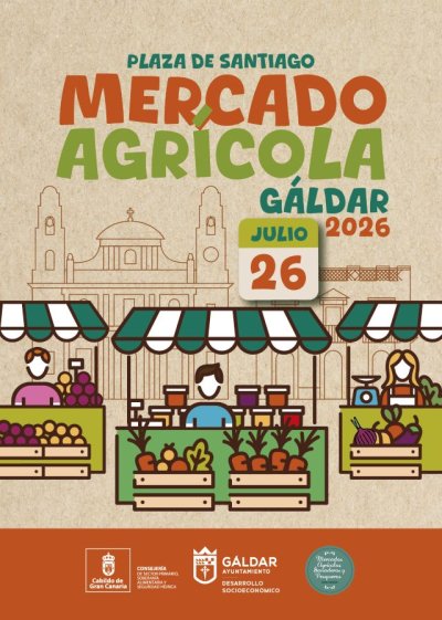 Gáldar: El entorno de la Plaza de Santiago acoge este domingo 26 de julio una nueva edición del Mercado Agrícola