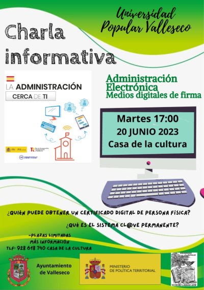 Jornada informativa sobre &ldquo;Administraci&oacute;n Electr&oacute;nica. Medios digitales de firma&rdquo; en Valleseco