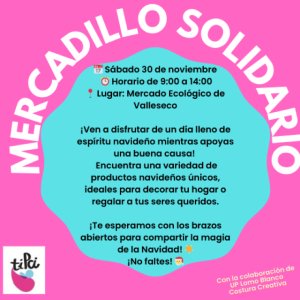 Mercadillo Solidario de TIPCI en el Mercado Ecológico de Valleseco este sábado 30 de noviembre