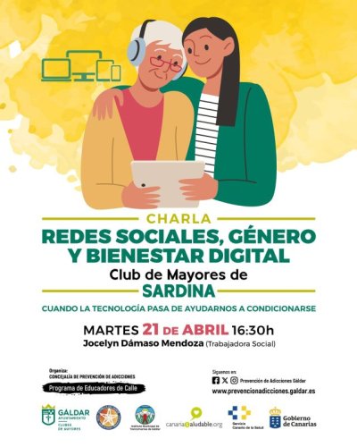 G&aacute;ldar: El Club de Mayores de Sardina acoge una charla sobre redes sociales, g&eacute;nero y bienestar digital