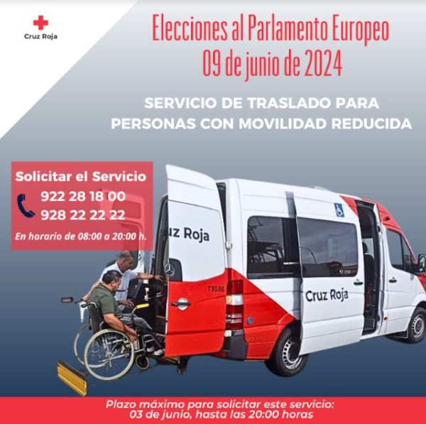 Cruz Roja en Canarias ofrece el servicio de transporte adaptado y sociosanitario para que las personas con movilidad reducida puedan ejercer su derecho al voto