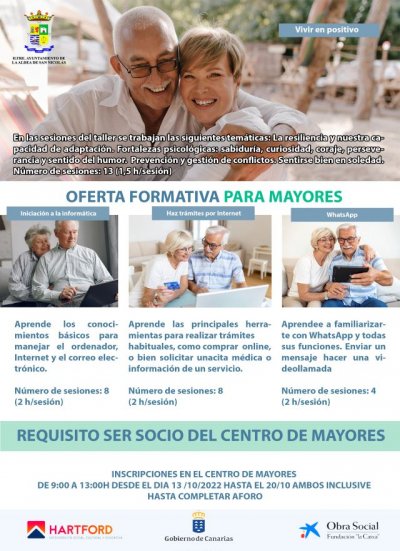 La Aldea: Oferta de diferentes actividades, talleres de ocio y bienestar y formaci&oacute;n en digitalizaci&oacute;n para los mayores del municipio