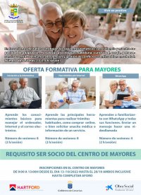 La Aldea: Oferta de diferentes actividades, talleres de ocio y bienestar y formación en digitalización para los mayores del municipio