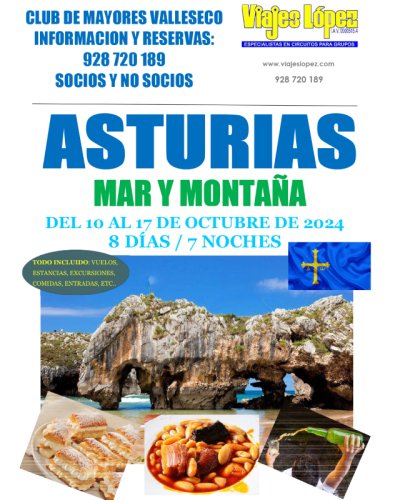 Valleseco organiza un viaje de mar y montaña a Asturias