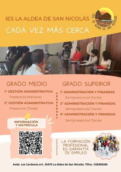 La Aldea de San Nicolás impulsa la Formación Profesional con una oferta adaptada a las necesidades del municipio